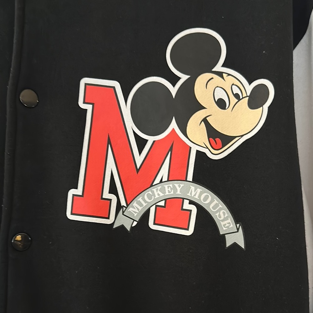 Disney Mickey Mouse Club Black and White Varsity Jacket Size Large - Picture 3 of 5